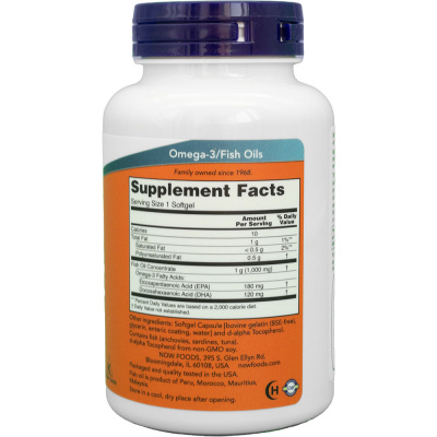 NOW Omega-3 Molecularly Distilled Enteric Coated (Омега-3 молекулярная очистка Кишечнорастворимое покрытие) 90 гелевых капсул
