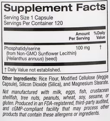 Lake Avenue Nutrition Sunflower Phosphatidylserine (Фосфатидилсерин подсолнечника) 100 мг 120 вег капсул