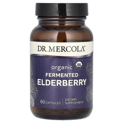Dr. Mercola Organic Fermented Elderberry (Органические ферментированные ягоды бузины) 60 таблеток, срок годности 03/2026