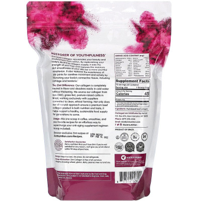 Zint Grass-Fed Beef Collagen Hydrolyzed Collagen Types I & III (Коллаген из говядины травяного откорма гидролизованный коллаген I и III типа) 907 г