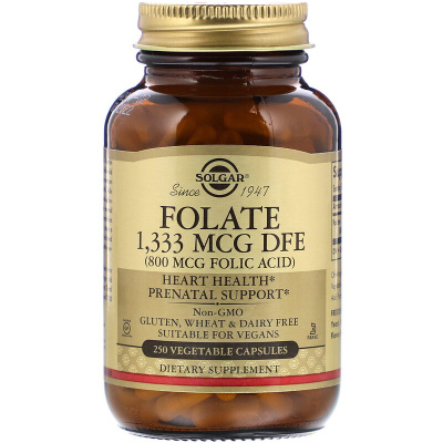 Solgar Folate 1333 MCG DFE (800 мкг Folic Acid) (Фолиевая кислота) 250 капсул