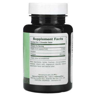 NaturesPlus Papaya Enzyme (Жевательная добавка с ферментами папайи) 180 таблеток