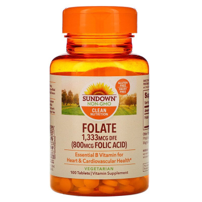 Sundown Naturals Folate 1333 mcg (Фолат 1333 мкг) 100 таблеток