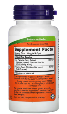 NOW Saw Palmetto Extract Men's Health (Экстракт пальмы сереноа мужское здоровье) 320 мг 90 вег гелевых капсул