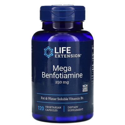 Life Extension Mega-Benfotiamine Мега-бенфотиамин 250 мг 120 капсул
