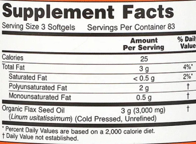 NOW Flax Oil (Льняное масло) 1000 мг 250 капсул