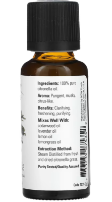 NOW Essential Oils Citronella 100% pure (Эфирные масла, цитронелла) 30 мл