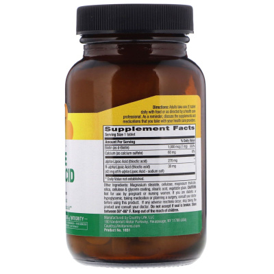 Country Life  Active Lipoic Acid (Активная липоевая кислота) 300 мг 60 таблеток