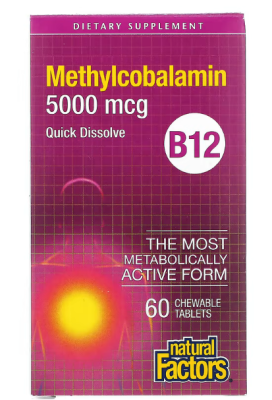 Natural Factors B12 Methylcobalamin (метилкобаламин) 5000 мкг 60 таблеток