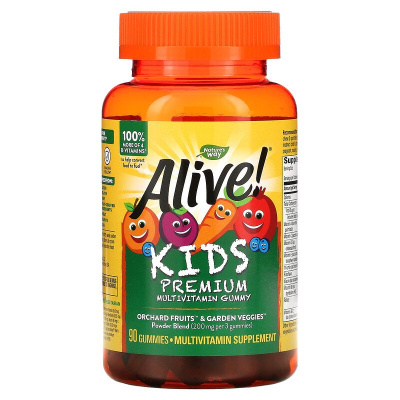 Nature's Way Alive! Kids Premium Multivitamin Complex вишня, апельсин и виноград 90 жевательных конфет