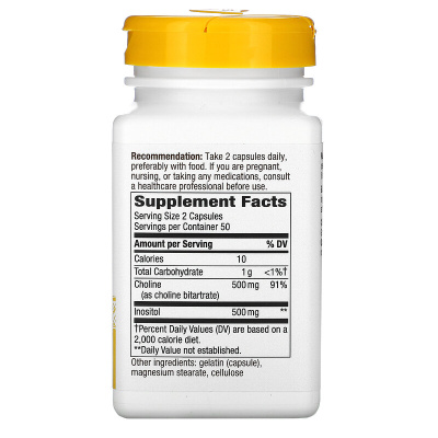Nature's Way Choline & Inositol (Холин и инозитол) 500 мг 100 капсул