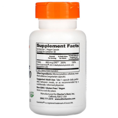 Doctor's Best Fully Active Folate (активный фолат) 800 мкг 60 капсул