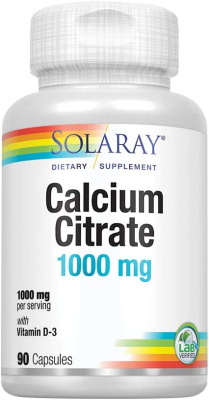 Solaray Calcium Citrate with D3 (Цитрат кальция с витамином D-3)1000 мг 90 капсул