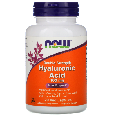 NOW Hyaluronic Acid (Гиалуроновая кислота двойной силы) 100 мг 120 капсул, срок годности 05/2026