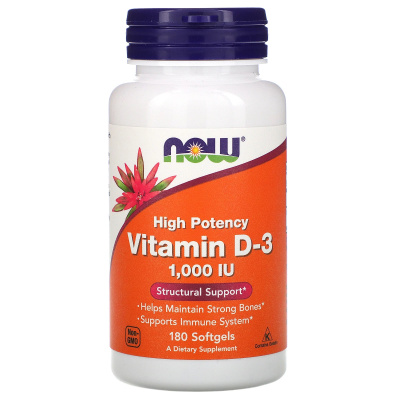 Now Foods Vitamin D-3 1000 IU 180 капсул