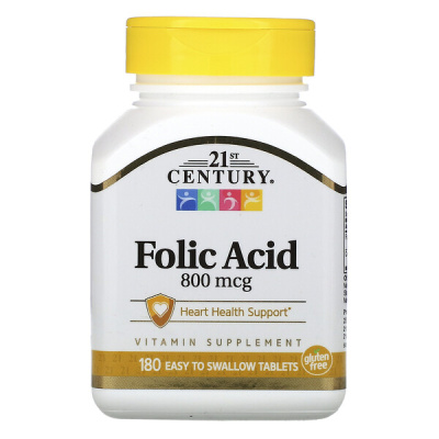21st Century Folic Acid (Фолиевая кислота) 800 мкг 180 таблеток