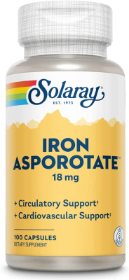 Solaray Iron Asporotate (аспоротат железа) 18 мг 100 капсул