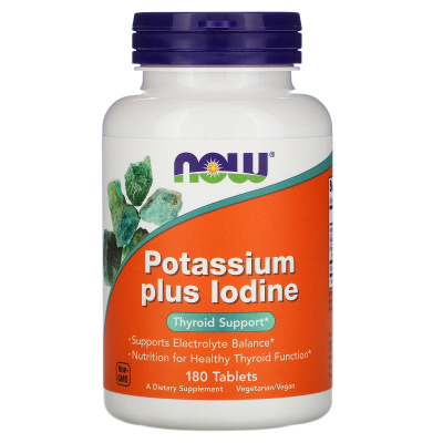 Now Foods Potassium Plus Iodine (Калий плюс Йод) 180 таблеток