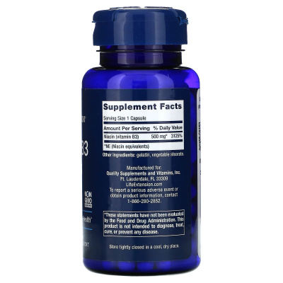 Life Extension Vitamin B3 Niacin (Витамин В3 ниацин) 500 мг 100 капсул
