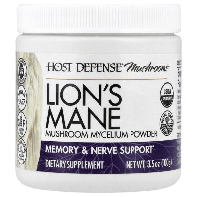 Host Defense Lion Mane Mushrooms™(ежовик гребенчатый) порошок грибного мицелия 100 гр (3,5 унции)