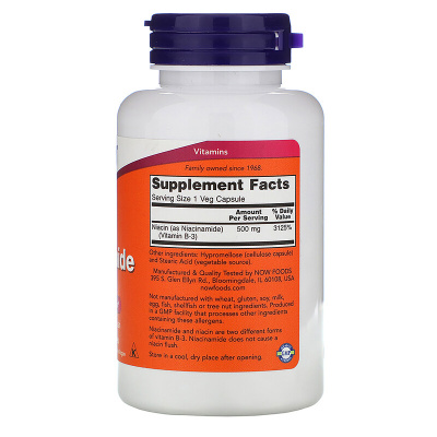 Now Foods Niacinamide (Никотинамид) 500 мг 100 капсул