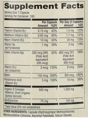 Dr. Mercola Vitamin B Complex with Benfotiamine (Комплекс витаминов группы В с бенфотиамином) 180 капсул