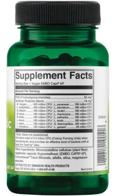 Swanson Dr. Stephen Langer's Ultimate 16 Strain Probiotic with Fos 3.2 Billion CFU (16 штаммов пробиотиков доктора Стивена Лангера 3.2 млрд КОЕ) 60 вег капсул