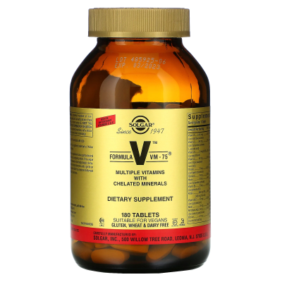 Solgar Formula V VM-75 (мультивитамины и хелатные минералы) 180 таблеток