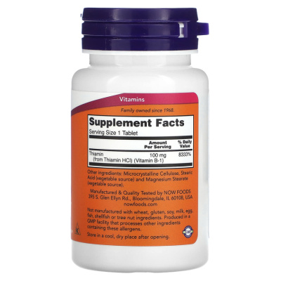 Now Foods Vitamin B-1 (Витамин B-1) 100 мг 100 таблеток