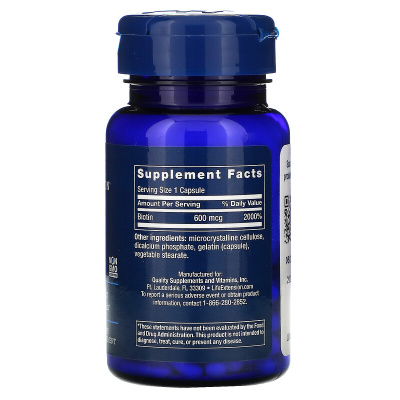 Life Extension Biotin (Биотин) 600 мкг 100 капсул