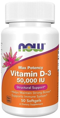 Now Foods Vitamin D-3 50000 IU 50 капсул
