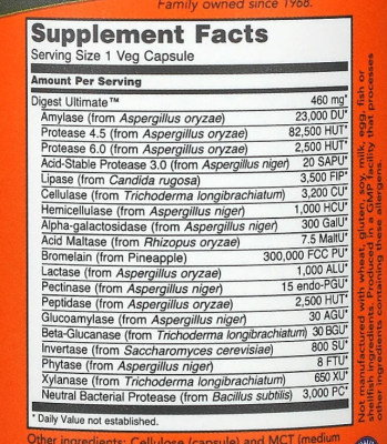 Now Foods Digest Ultimate (Комплекс пищеварительных энзимов) 60 капсул