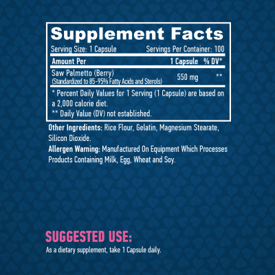 Haya Labs Saw Palmetto (Со пальметто) 550 мг 100 капсул