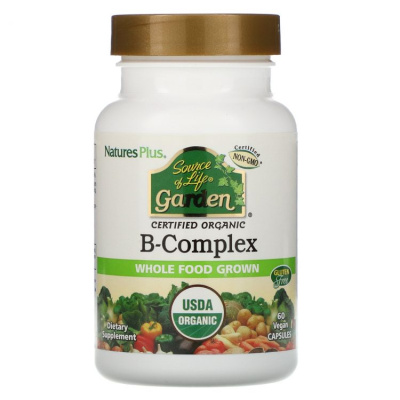 дубль NaturesPlus Source of Life Garden B-Complex (Органический комплекс витаминов группы В) 60 капсул