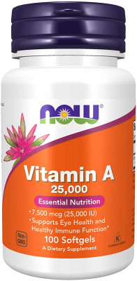 NOW Vitamin A (Витамин А) 25000 МЕ 100 капсул