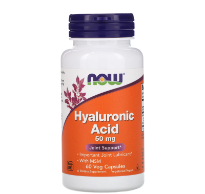 Now Foods Hyaluronic Acid with MSM (Гиалуроновая кислота) 50 мг 60 капсул