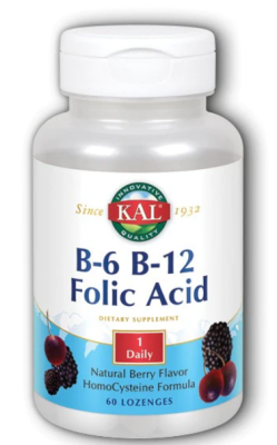 KAL B-6 B-12 Folic Acid (В-6 В-12 и фолиевая кислота) натуральный ягодный вкус 60 пастилок