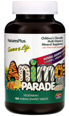 NaturesPlus Animal Parade (детские жевательные мультивитамины и минералы) натуральные вкусы 180 жевательных таблеток