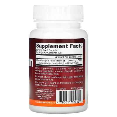 Jarrow Formulas Chromium GTF (хром GTF) 200 мкг 100 капсул