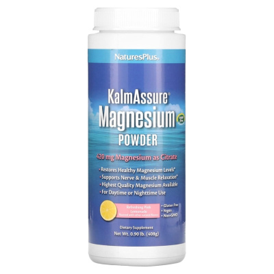 NaturesPlus Kalmassure Magnesium Citrate Powder (Магний цитрат порошок) розовый лимонад 400 мг 408 гр