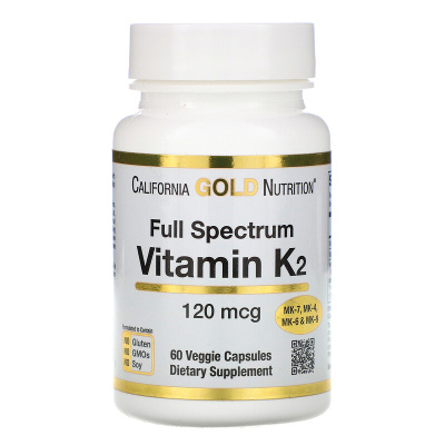 California Gold Nutrition Full Spectrum Vitamine K2 (Витамин К2 в виде МК-4, МК-6, МК-7, МК-9) 120 мкг 60 капсул