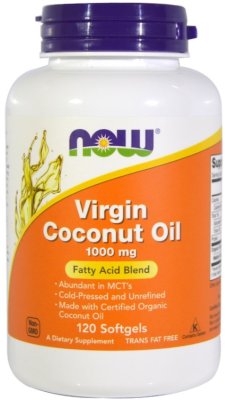 Now Foods Virgin Coconut Oil (Органическое кокосовое масло холодного отжима) 1000 мг 120 капсул