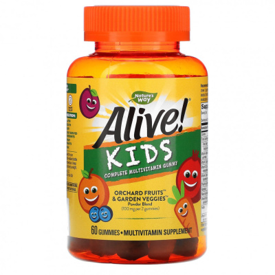 Nature's Way Alive! Kids (комплекс мультивитаминов для детей) вишня, апельсин и виноград, 60 жевательных конфет