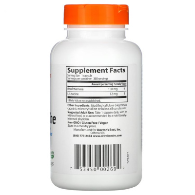 Doctor's Best, Benfotiamine with BenfoPure (бенфотиамин) 150 мг 360 капсул