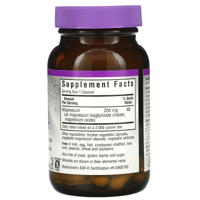 Bluebonnet Nutrition Buffered Chelated Magnesium (Буферизованный хелатный магний) 60 растительных капсул