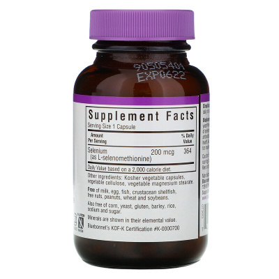 Bluebonnet Nutrition Selenium (Cелен бездрожжевой селенометионин) 200 мкг 90 капсул