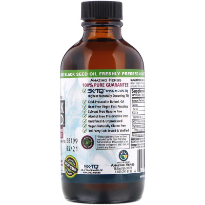 Amazing Herbs Black Seed 100% Pure Cold-Pressed Black Cumin Seed Oil (на 100% чистое семя черного тмина холодного отжима) 120 мл