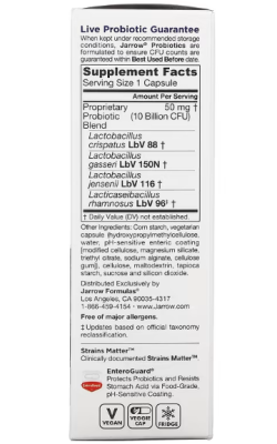 Jarrow Formulas Jarro-Dophilus (вагинальный пробиотик для женщин 10 млрд КОЕ) 30 растительных капсул Enteroguard 