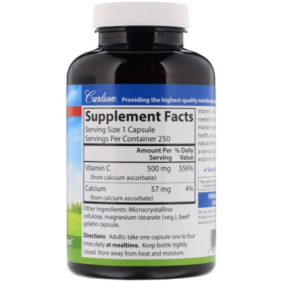 Carlson Labs Mild·C (Витамин C) 500 мг 250 капсул