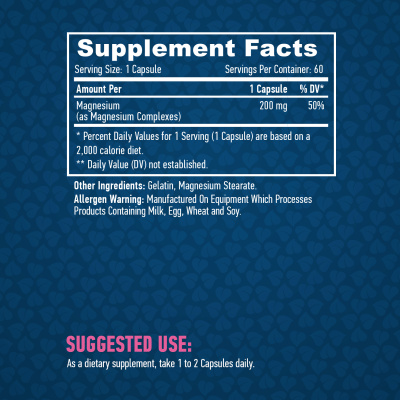 Haya Labs Chelated Magnesium (Хелатированный Магний) 200 мг 60 капсул